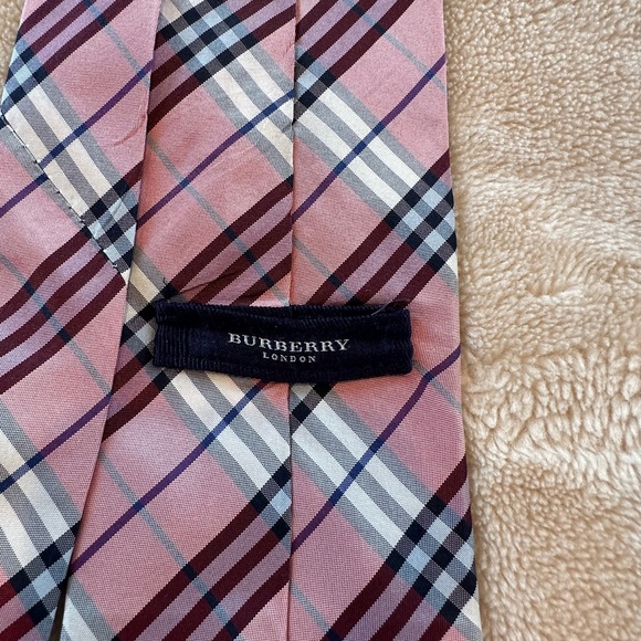Burberry Pink and Burgundy Plaid Tie